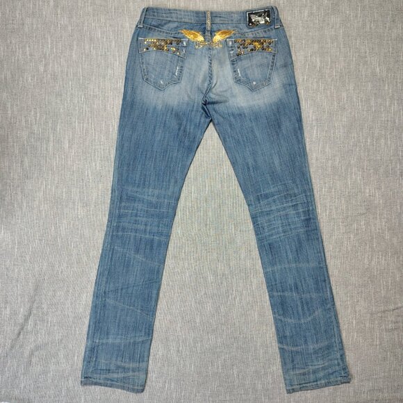 Robin's Jean Blue Straight Leg Jeans with Gold Accents - Picture 10 of 15
